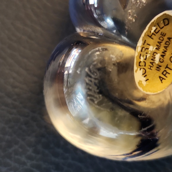 RHAG Robert Held BLUE Art Glass Iridescent Heart Paperweight Signed,2 1/4" - Picture 4 of 4